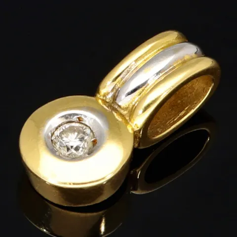 Edler Bicolor Gold-Anhänger (750 / 18k Gelbgold und Weißgold) besetzt mit einem funkelnden Zirkoniastein