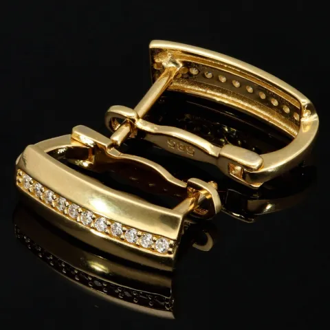 Elegante Ohrringe aus massivem, hochwertigem 14K 585 Gold mit Zirkoniabesatz