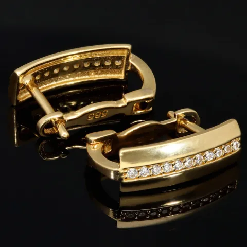 Elegante Ohrringe aus massivem, hochwertigem 14K 585 Gold mit Zirkoniabesatz