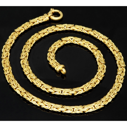 Imposante Königskette mit flachem Design aus edlem Gold (585 / 14K Gelbgold) ca. 57cm, ca. 7mm, Gewicht: ca. 28,8g