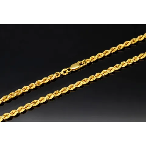 Kurze, edle Kordelkette aus Gelbgold für Damen in ca. 45cm Länge und ca. 3,5 mm aus 585er Gold (14k)