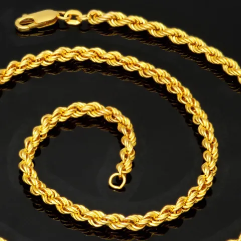 Kurze, edle Kordelkette aus Gelbgold für Damen in ca. 45cm Länge und ca. 3,5 mm aus 585er Gold (14k)