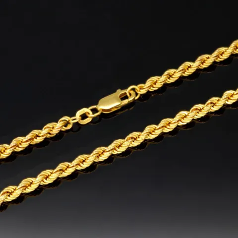 Kurze, edle Kordelkette aus Gelbgold für Damen in ca. 45cm Länge und ca. 3,5 mm aus 585er Gold (14k)