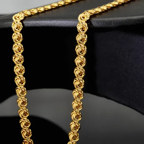 Zeitloses Collier / Flache Goldkette für Damen mit außergewöhnlichem Design aus glänzendem 333 (8k) Gelbgold in ca. 46cm, ca. 5mm