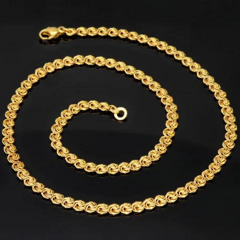 Zeitloses Collier / Flache Goldkette für Damen mit außergewöhnlichem Design aus glänzendem 333 (8k) Gelbgold in ca. 46cm, ca. 5mm