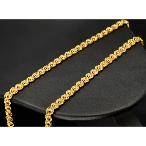 Zeitloses Collier / Flache Goldkette für Damen mit außergewöhnlichem Design aus glänzendem 333 (8k) Gelbgold in ca. 46cm, ca. 5mm