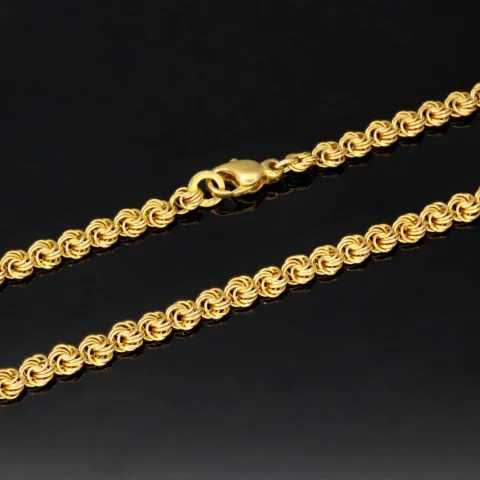 Zeitloses Collier / Flache Goldkette für Damen mit außergewöhnlichem Design aus glänzendem 333 (8k) Gelbgold in ca. 46cm, ca. 5mm