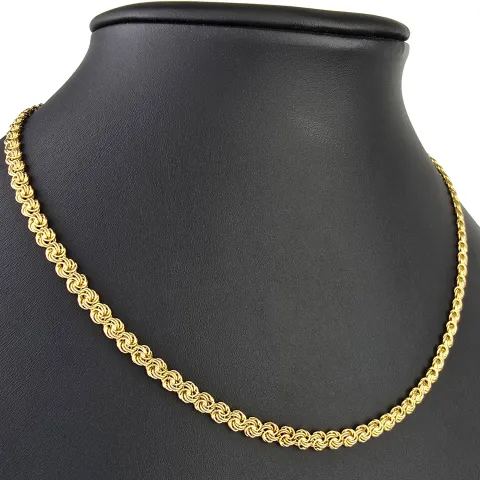Zeitloses Collier / Flache Goldkette für Damen mit außergewöhnlichem Design aus glänzendem 333 (8k) Gelbgold in ca. 46cm, ca. 5mm