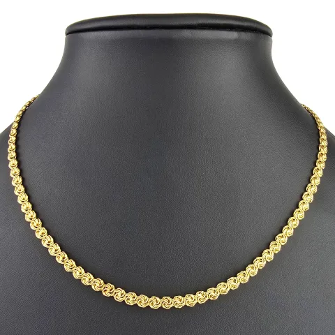 Zeitloses Collier / Flache Goldkette für Damen mit außergewöhnlichem Design aus glänzendem 333 (8k) Gelbgold in ca. 46cm, ca. 5mm