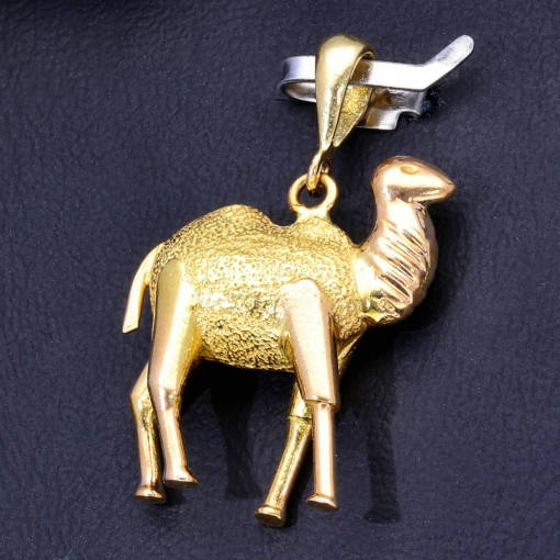 Edler Kamel - Anhänger aus funkelndem 14K Gold (14k 585 Gelbgold)