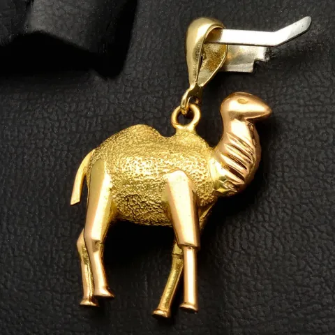 Funkelnder Kamel - Anhänger aus massivem, hochwertigen 14K Gold (14k 585 Gelbgold)