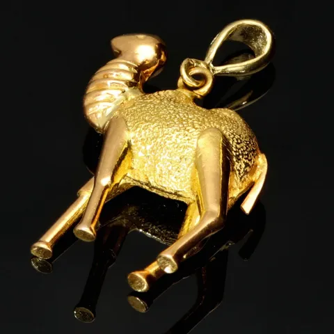 Funkelnder Kamel - Anhänger aus massivem, hochwertigen 14K Gold (14k 585 Gelbgold)