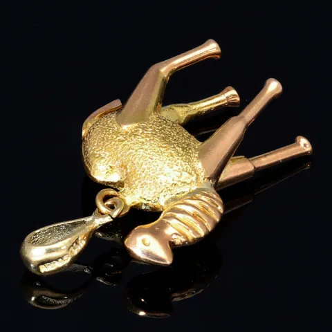 Funkelnder Kamel - Anhänger aus massivem, hochwertigen 14K Gold (14k 585 Gelbgold)