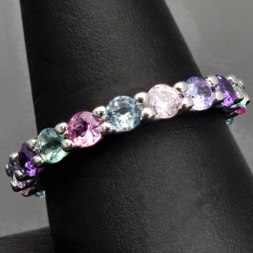 Memory Damen-Ring mit Zirkonia im Brillantschliff, mind. 2,72 ct – 925er Silber, rhodiniert RG ca. 61