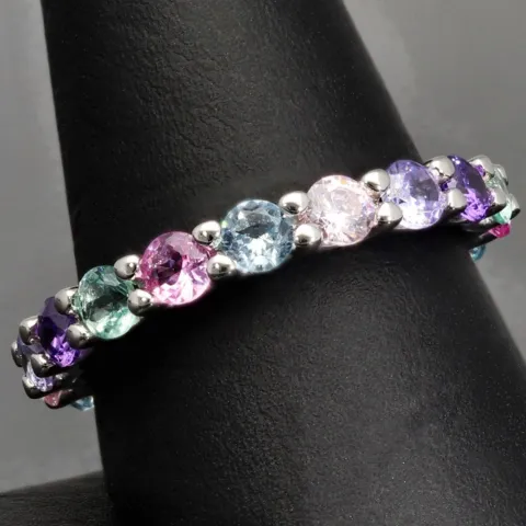 Memory Damen-Ring mit Zirkonia im Brillantschliff, mind. 2,72 ct – 925er Silber, rhodiniert RG ca. 61