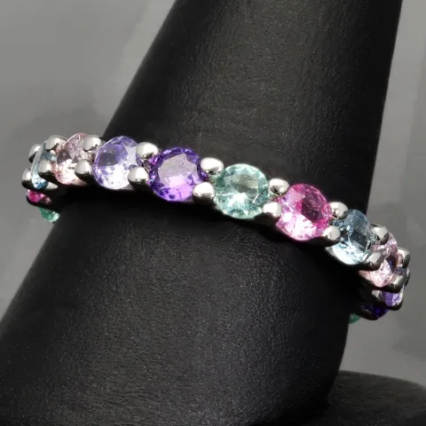 Memory Damen-Ring mit Zirkonia im Brillantschliff, mind. 2,72 ct – 925er Silber, rhodiniert RG ca. 61