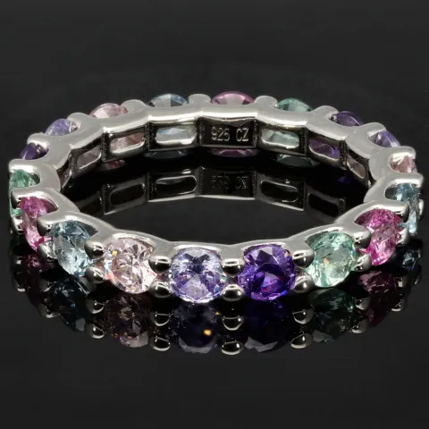 Memory Damen-Ring mit Zirkonia im Brillantschliff, mind. 2,72 ct – 925er Silber, rhodiniert RG ca. 61