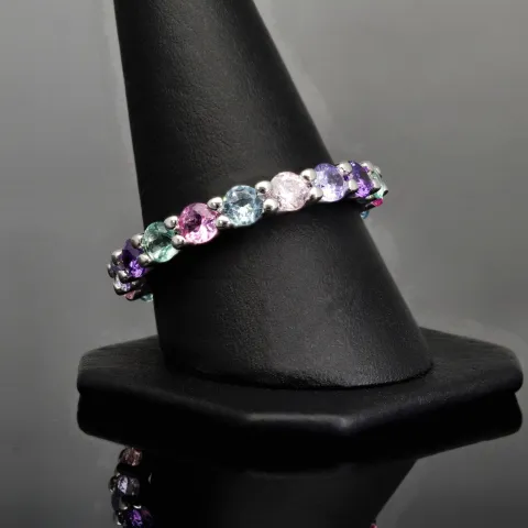 Memory Damen-Ring mit Zirkonia im Brillantschliff, mind. 2,72 ct – 925er Silber, rhodiniert RG ca. 61