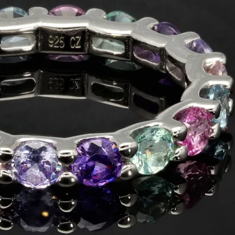 Memory Damen-Ring mit Zirkonia im Brillantschliff, mind. 2,72 ct – 925er Silber, rhodiniert RG ca. 61