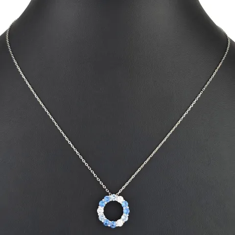 Bezauberndes Schmuck-Set aus 925 Silber, bestehend aus einer Halskette (ca. 45cm + 5cm Verlängerung) und einem bezaubernden Anhänger mit Zirkoniasteinen (hellblau)