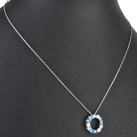 Bezauberndes Schmuck-Set aus 925 Silber, bestehend aus einer Halskette (ca. 45cm + 5cm Verlängerung) und einem bezaubernden Anhänger mit Zirkoniasteinen (hellblau)