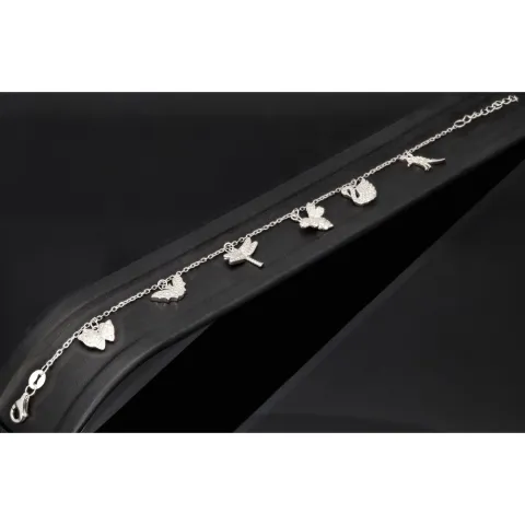 Filigranes Armband für Damen- Bettelarmband aus Sterling 925 Silber mit liebevoll gestalteten Anhängern, veredelt mit 141 glitzernden Zirkoniasteinen (Diamantimitationen) längenverstellbar ca. 18 - 22 cm