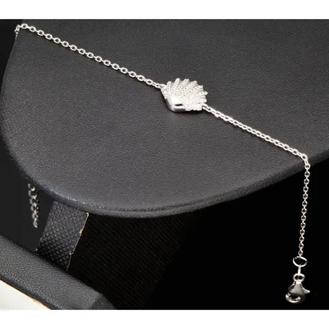 Funkelndes Armband mit Muschel-Anhänger– 925er Sterling Silber mit 57 Diamantimitationen (Zirkonia) längenverstellbar in ca. 18, 19, 20, 21, 22 cm