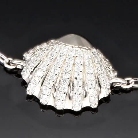 Funkelndes Armband mit Muschel-Anhänger– 925er Sterling Silber mit 57 Diamantimitationen (Zirkonia) längenverstellbar in ca. 18, 19, 20, 21, 22 cm