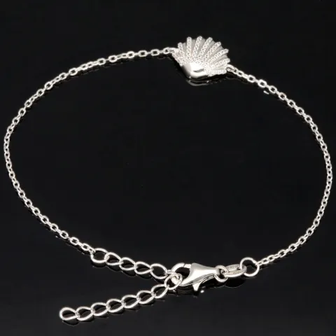 Funkelndes Armband mit Muschel-Anhänger– 925er Sterling Silber mit 57 Diamantimitationen (Zirkonia) längenverstellbar in ca. 18, 19, 20, 21, 22 cm