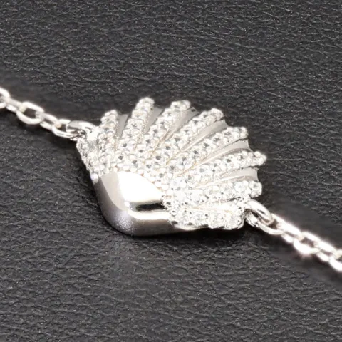 Funkelndes Armband mit Muschel-Anhänger– 925er Sterling Silber mit 57 Diamantimitationen (Zirkonia) längenverstellbar in ca. 18, 19, 20, 21, 22 cm