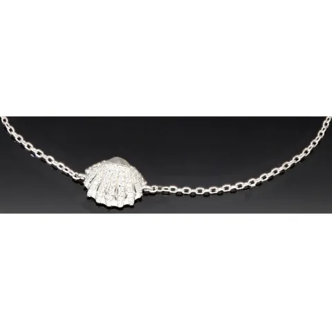 Funkelndes Armband mit Muschel-Anhänger– 925er Sterling Silber mit 57 Diamantimitationen (Zirkonia) längenverstellbar in ca. 18, 19, 20, 21, 22 cm