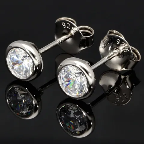 Edles Schmuck-Set aus funkelndem 925er Sterling Silber - Elegantes Armband und funkelnde Ohrstecker mit brillantgeschliffenen Zirkoniasteinen (Diamantimitat)