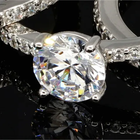 Ring-Schmuck-Set aus hochwertigem 925er Sterling Silber - Ringset 3tlg. mit Zirkoniasteinen (Diamantimitat) = 1,56ct Brillantschliff Silber rhodiniert