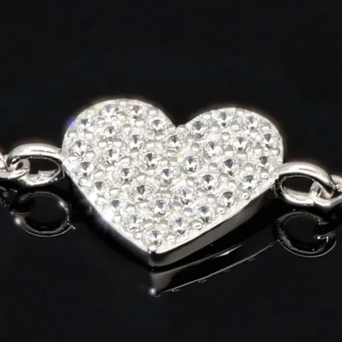 Hochwertig produziertes Armband mit Herz-Anhänger – 925er Sterling Silber mit vielen kleinen Zirkoniasteinen (Diamantimitaten) längenverstellbar in ca. 18, 19, 20, 21, 22 cm