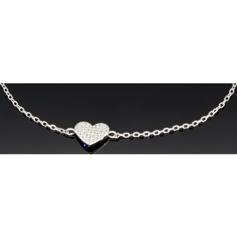 Hochwertig produziertes Armband mit Herz-Anhänger – 925er Sterling Silber mit vielen kleinen Zirkoniasteinen (Diamantimitaten) längenverstellbar in ca. 18, 19, 20, 21, 22 cm