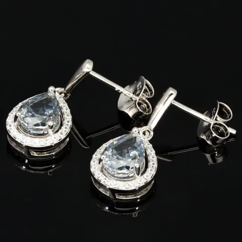 Ohrhänger aus rhodiniertem 925 Sterling Silber mit funkelnden Zirkonia in Farb- und Weißtönen (Diamant-Look), 2,52 ct im edlen Schliffmix