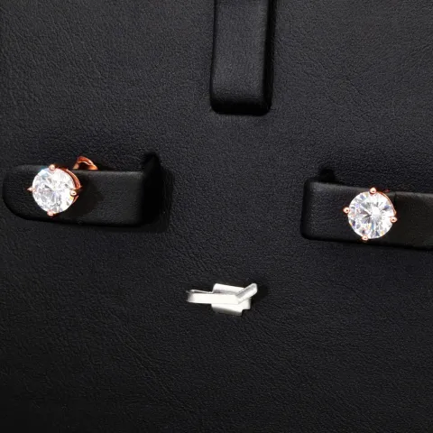 Stilvolle Ohrstecker aus rosévergoldetem 925er Sterlingsilber mit Zirkonia (Diamantimitat, Brillantschliff)