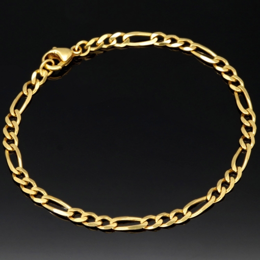 Figaro Armband aus funkelndem 333er (8k) Gelbgold – ca. 19 cm lang, 3,5 mm breit