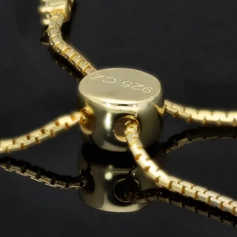 Armband für Damen aus 925er Silber, vergoldet, besetzt mit vielen funkelnden, hochkarätigen Zirkonia im Ovalschliff in edlen Krappenfassungen - längenverstellbar in ca. 16, 17, 18, 19, 20, 21, 22, 23 und 24 cm