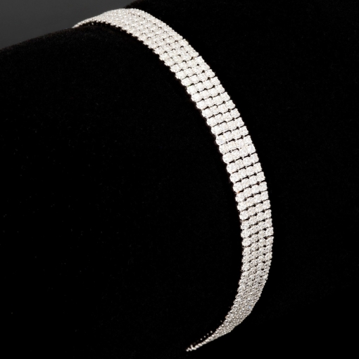 Bling-Bling Zirkonia-Armband aus 925er Silber, rhodiniert in feinem Design, in filigraner Präzision besetzt mit 340 Zirkoniasteinen ca. 3,40 ct. im Brillantschliff (Diamantimitationen) Längenverstellbar ca: 16-21 cm