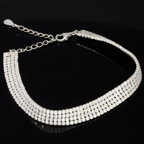 Bling-Bling Zirkonia-Armband aus 925er Silber, rhodiniert in feinem Design, in filigraner Präzision besetzt mit 340 Zirkoniasteinen ca. 3,40 ct. im Brillantschliff (Diamantimitationen) Längenverstellbar ca: 16-21 cm