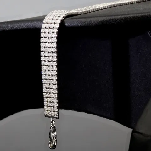 Bling-Bling Zirkonia-Armband aus 925er Silber, rhodiniert in feinem Design, in filigraner Präzision besetzt mit 340 Zirkoniasteinen ca. 3,40 ct. im Brillantschliff (Diamantimitationen) Längenverstellbar ca: 16-21 cm