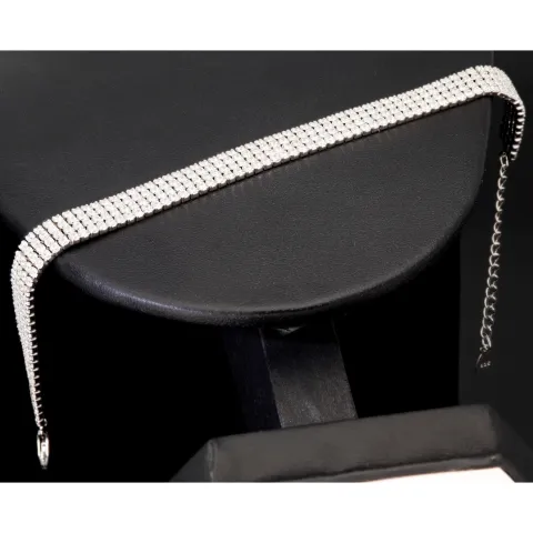 Bling-Bling Zirkonia-Armband aus 925er Silber, rhodiniert in feinem Design, in filigraner Präzision besetzt mit 340 Zirkoniasteinen ca. 3,40 ct. im Brillantschliff (Diamantimitationen) Längenverstellbar ca: 16-21 cm