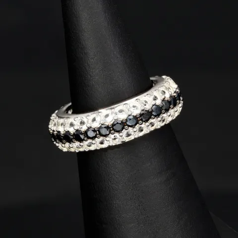 Eleganter Ring aus 925 Sterling Silber – Modernes Design mit feinem Zirkonia-Besatz (Diamantimitationen) - RG ca. 48