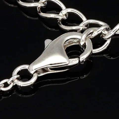 Exquisites Collier aus Sterling Silber 925, rhodiniert und poliert, mit eingearbeitetem Zierelement, bestückt mit größeren, eingefassten Zirkonia (Diamantimitat, Brillantschliff) ca. 44-49 cm Länge verstellbar