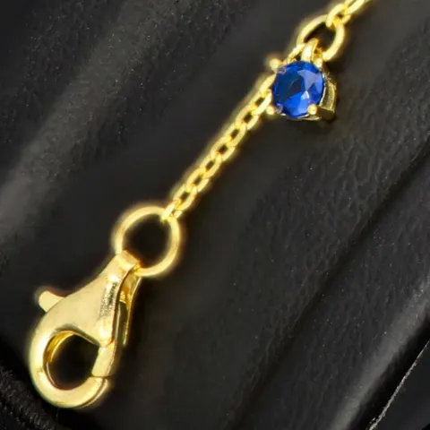 Charm-Armband für Damen aus 925er Silber, vergoldet, dekoriert mit farbenfrohen, bunten, brillantgeschliffenen Zirkonia (Diamantimitaten) in edlen Krappenfassungen - längenverstellbar in ca. 17, 18, 19, 20 cm
