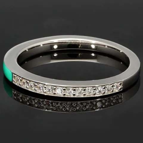 Ring aus 925 Sterling Silber in modernem Design mit feinem Zirkonia-Besatz (Diamantimitationen) - RG ca. 50