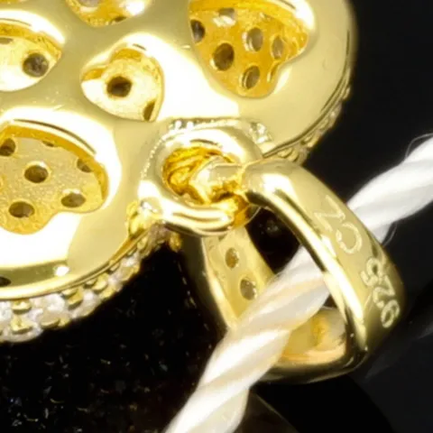 Baby-Armband mit funkelndem Herz-Anhänger aus 925er Silber, vergoldet, besetzt mit brillantgeschliffenen Zirkonia (Diamantimitaten) in edlen Krappenfassungen - ca. 14cm