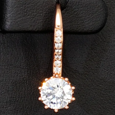 Glänzende Ohrringe aus 925er Silber Rosévergoldet mit funkelnden Zirkonia (Diamant-Imitation-Steine, Brillantschliff)