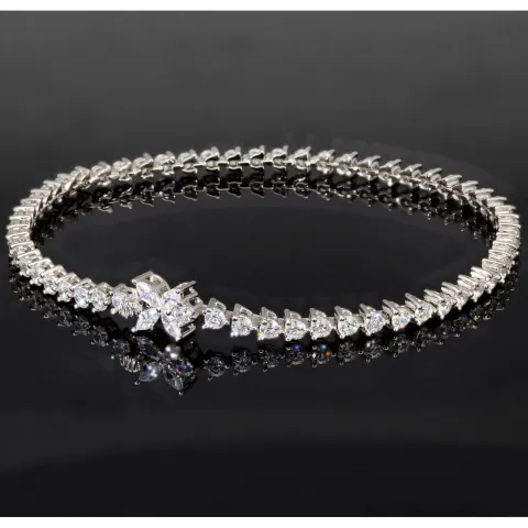 Schmetterling-Armband aus rhodiniertem 925er Sterling Silber mit 61 funkelnden Zirkoniasteinen im Brillantschliff (Diamantimitationen ca. 3,25 Karat gesamt) ca: 19cm